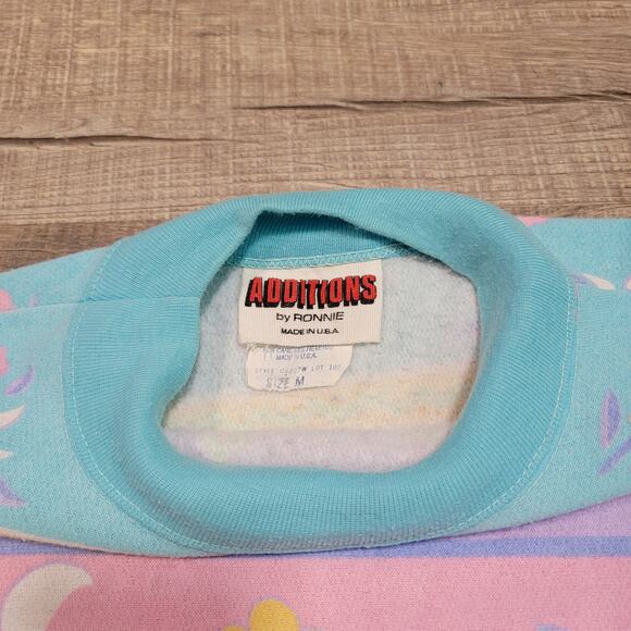 Additions by Ronnie Vintage 80s Medium Mock Neck Sweatshirt Cottagecore Floral - Picture 4 of 8